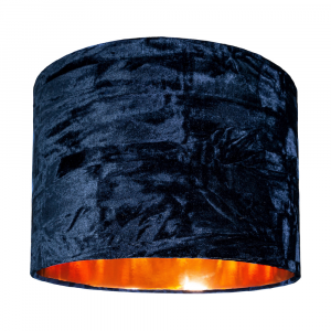 Modern Midnight Blue Crushed Velvet 10" Table/Pendant Shade with Copper Inner