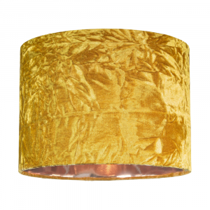 Modern Shiny Ochre Crushed Velvet 10" Table/Pendant Shade with Copper Inner
