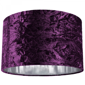 Modern Purple Crushed Velvet 14" Table/Pendant Lampshade with Shiny Silver Inner