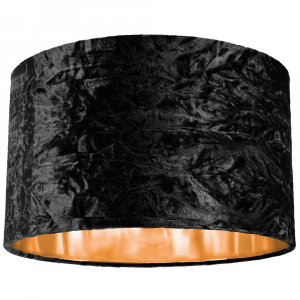 Modern Black Crushed Velvet 14" Table/Pendant Lampshade with Shiny Copper Inner