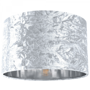 Modern White Crushed Velvet 14" Table/Pendant Lampshade with Shiny Silver Inner