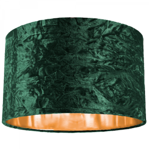Modern Green Crushed Velvet 14" Table/Pendant Lampshade with Shiny Copper Inner