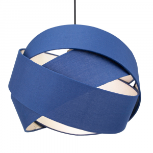 Modern Triple Ring Midnight Blue Cotton Fabric Pendant Shade with Satin Inner