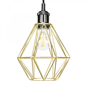 Industrial Basket Cage Designed Brass Plated Metal Ceiling Pendant Light Shade