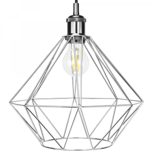 Industrial Cage Designed Chrome Plated Metal Ceiling Pendant Lighting Shade