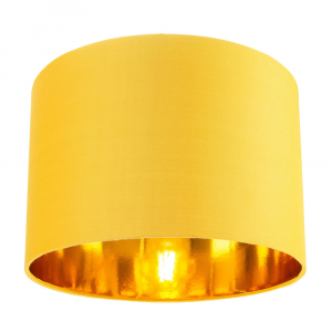 Contemporary Ochre Cotton 10" Table/Pendant Lamp Shade with Shiny Gold Inner