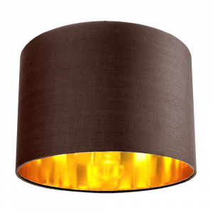 Contemporary Brown Cotton 10" Table/Pendant Lamp Shade with Shiny Copper Inner