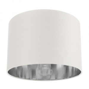 Contemporary White Cotton 10" Table/Pendant Lamp Shade with Shiny Silver Inner
