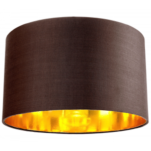 Contemporary Brown Cotton 14" Table/Pendant Lamp Shade with Shiny Copper Inner