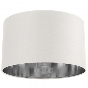 Contemporary White Cotton 14" Table/Pendant Lamp Shade with Shiny Silver Inner