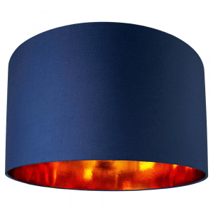 Contemporary Blue Cotton 20" Floor/Pendant Lamp Shade with Shiny Copper Inner
