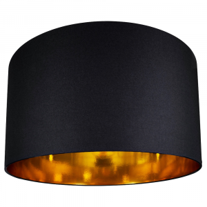 Contemporary Black Cotton 20" Floor/Pendant Lamp Shade with Shiny Gold Inner