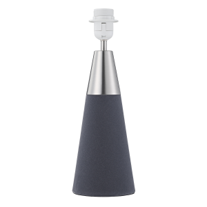 Contemporary Sleek Soft Grey Velvet Table Lamp Base with Satin Nickel Metal Trim