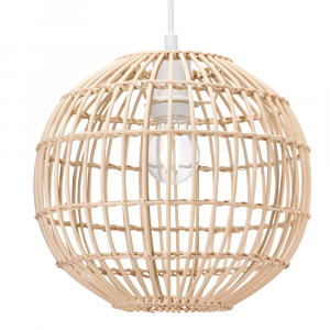 Classic Vintage Spherical Cage Design Natural Brown Rattan Ceiling Light Shade