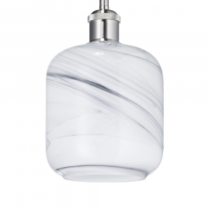 Contemporary White Marble Effect Glass Pendant Lamp Shade with Grey Streaks