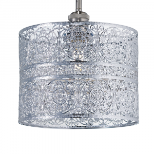 Moroccan Style Polished Chrome Metal Pendant Light Shade with Floral Decoration