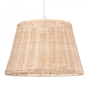 Traditional Basket Drum Designed Light Brown Rattan Wicker Ceiling Light Shade
