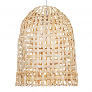 Traditional Eco-Friendly Bell Shaped Bamboo Strapped Pendant Lighting Shade