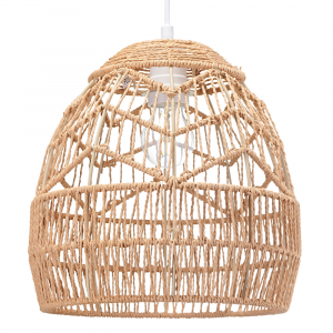 Eco Friendly Vintage Paper Strapped Pendant Light Shade with Basket Cage Design