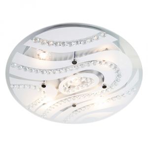 Designer Large Round LED Bathroom Flush Ceiling Light with Clear/Frosted Glass