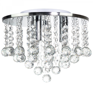 Modern Chrome and Crystal Glass IP44 Rated Bathroom Waterfall Ceiling Light