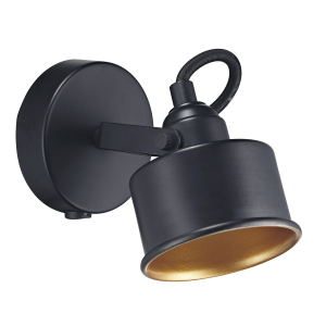 Contemporary Industrial Style Matt Black LED Adjustable Spot Wall Light Fitting