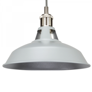 Industrial Matt Grey Curved Metal Ceiling Pendant Light Shade with Silver Inner