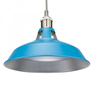 Industrial Matt Teal Curved Metal Ceiling Pendant Light Shade with Silver Inner