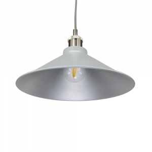 Contemporary Matt Grey Curved Metal Ceiling Pendant Lamp Shade with Silver Inner