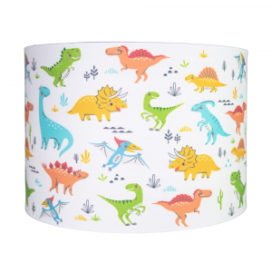 Modern and Colourful Dinosaurs Childrens Cotton Fabric Lamp Shade - 25cm