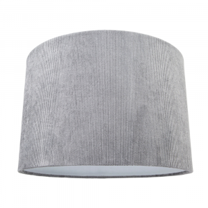 Contemporary Designer Grey Corduroy Velvet 12" Drum Lampshade with Cotton Lining
