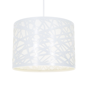 Modern Lattice Designed White Metal Pendant Light Shade with Floral Decoration