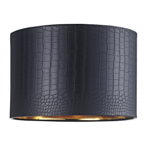 Modern Black Croc Design Faux Leather 12" Lamp Shade with Shiny Gold Inner