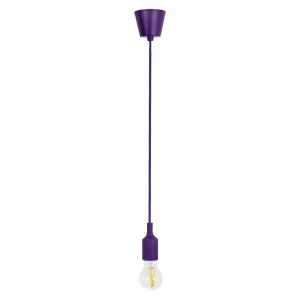 Vintage Designer Purple Silicone Pendant Light Fitting with Braided Fabric Cable