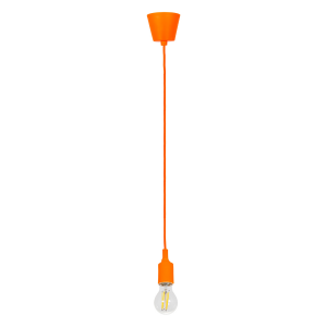 Vintage Designer Orange Silicone Pendant Light Fitting with Braided Fabric Cable