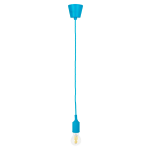 Vintage Designer Deep Sky Blue Silicone Pendant Light with Braided Fabric Cable