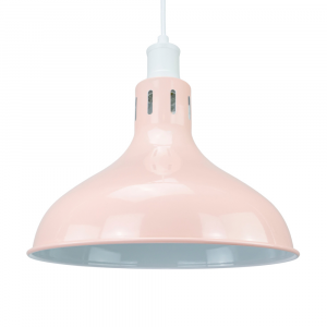 Industrial Styled Sleek Soft Pink Gloss Domed Metal Ceiling Pendant Light Shade