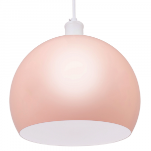 Contemporary Designer Gloss Soft Pink Domed Metal Ceiling Pendant Light Shade
