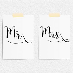 Mr & Mrs Double Wall Art Print Pair | A3 PRINT ONLY