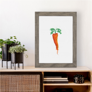 Beautiful Carrot Wall Art Illustration | Food Art Print | A5 with Grey Frame