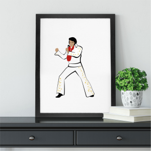 Elvis Presley Inspired Wall Print | Music Icon Wall Art | A3 with Black Frame