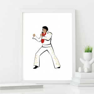 Elvis Presley Inspired Wall Print | Music Icon Wall Art | A3 with White Frame