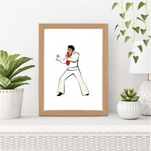 Elvis Presley Inspired Wall Print | Music Icon Wall Art | A3 with Oak Frame