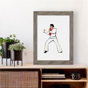 Elvis Presley Inspired Wall Print | Music Icon Wall Art | A4 with Grey Frame