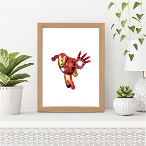 Iron Man Tony Stark Inspired Print | Avengers Wall Art | A4 with Oak Frame