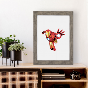 Iron Man Tony Stark Inspired Print | Avengers Wall Art | A4 with Grey Frame