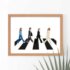 The Beatles Abbey Road Inspired Print | Music Icon Wall Art | A3 w/ Oak Frame