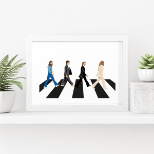 The Beatles Abbey Road Inspired Print | Music Icon Wall Art | A5 w/ White Frame