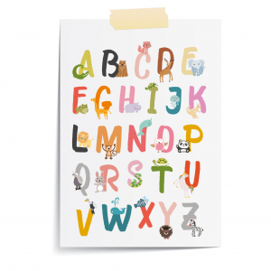 Children's Animal Alphabet Wall Art Print | Cute Bedroom Art | A3 Print Only