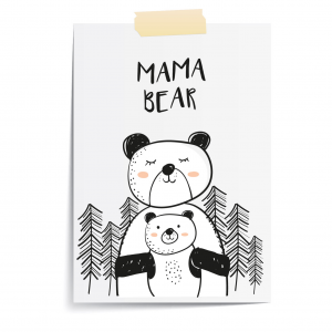 Mama Bear Cute Wall Art Print | Beautiful Gift for Mum | A3 Print Only